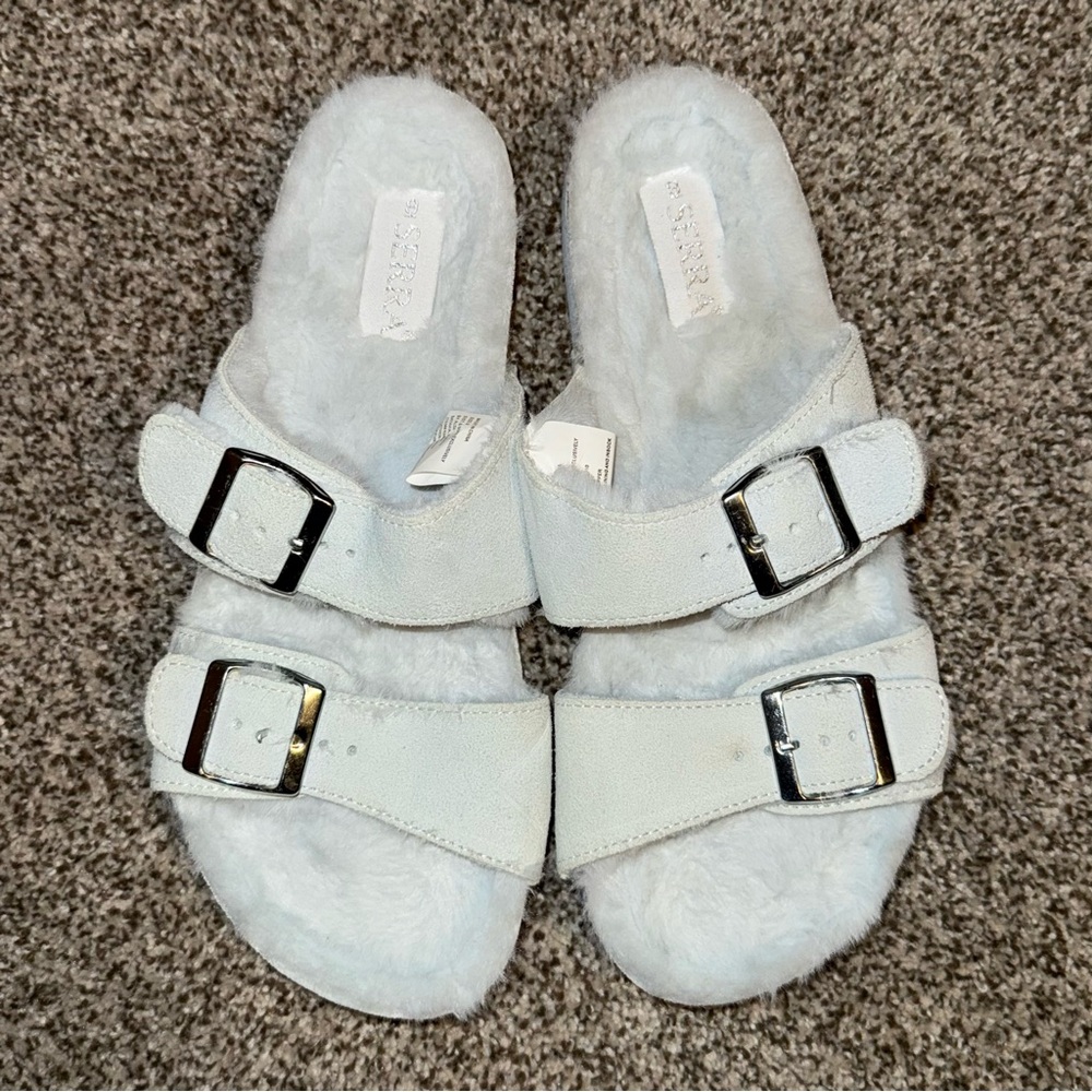 Serra Fuzzy Light Blue Slip On Shoe